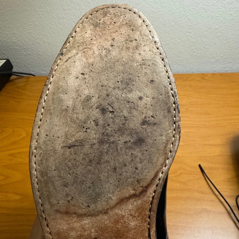 Johnston & Murphy Men's 7.5 Black Leather Cap Toe Oxford Dress Shoes Made India
